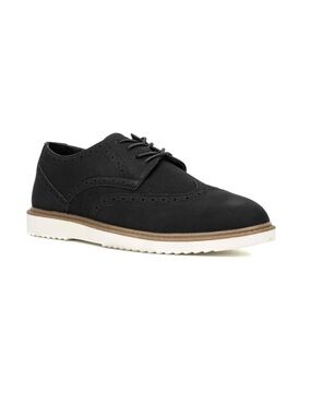 New York & Company Black Wingtip Derby with White Sole and Tan Welt Trim